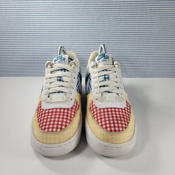 Nike RARE Air Force 1 Low QS Gingham Pack Print Platform Sneakers Size 6… - Picture 2 of 11